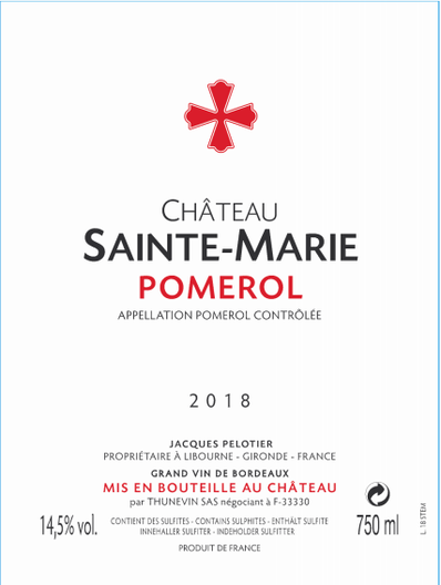 Picture of Sainte-Marie Pomerol 2018 label